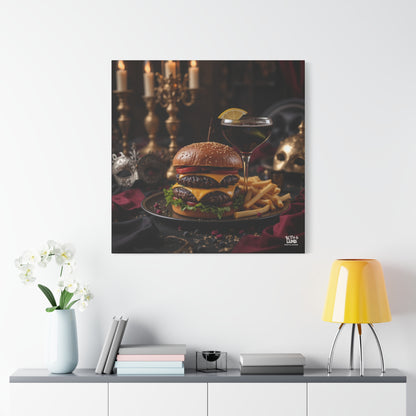 Cheese Burger with a side of French Fries, Matte Canvas, Stretched, 1.25"