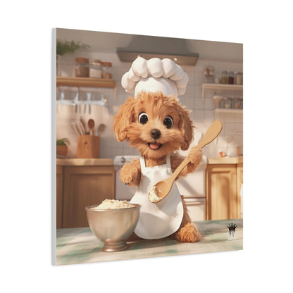 Adorable Chef Puppy Canvas Print - Cute Dog Art for Home Decor