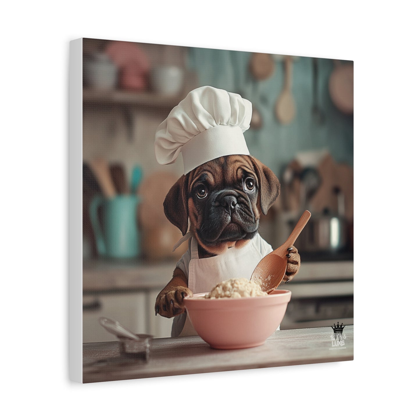 Bullmastiff Puppy Chef Canvas Art