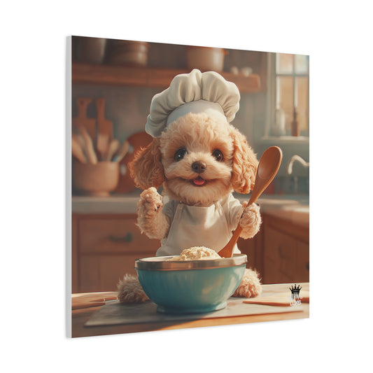 Poodle Puppy Chef Canvas Art