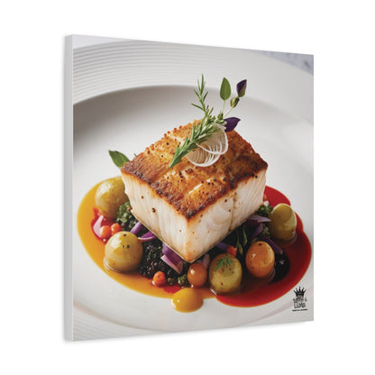 Gourmet Halibut Dish, Matte Canvas, Stretched, 1.25"