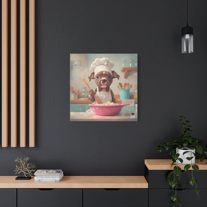 Pit Bull Terrier Puppy Chef Canvas Art