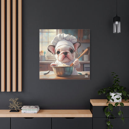 Bulldog Puppy Chef Canvas Art