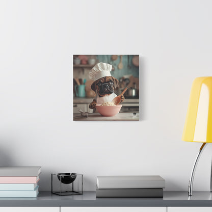 Bullmastiff Puppy Chef Canvas Art