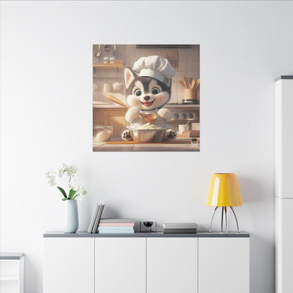 Siberian Husky Puppy Chef Canvas Art