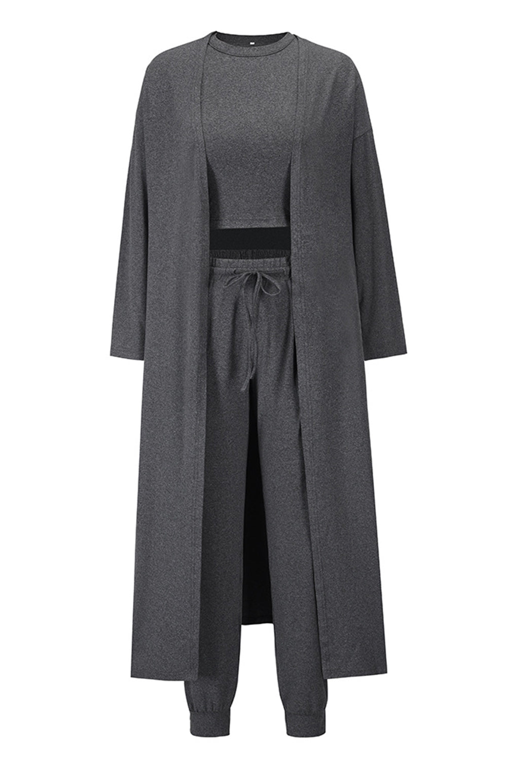 Conjunto de camiseta de tirantes, pantalón y cárdigan con bolsillos